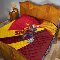 Spain Football Quilt Spanish Soccer Team Flag Bull Mascot