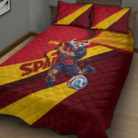 Spain Football Quilt Bed Set Spanish Soccer Team Flag Bull Mascot