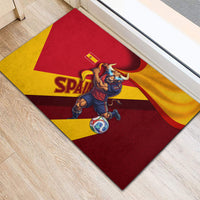 Spain Football Rubber Doormat Spanish Soccer Team Flag Bull Mascot