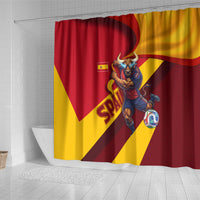 Spain Football Shower Curtain Spanish Soccer Team Flag Bull Mascot