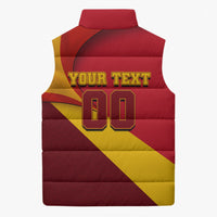 Personalized Spain Football Sleeveless Puffer Jacket Spanish Soccer Team Flag Bull Mascot