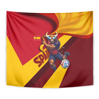 Spain Football Tapestry Spanish Soccer Team Flag Bull Mascot
