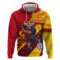 Personalized Spain Football Zip Hoodie Spanish Soccer Team Flag Bull Mascot