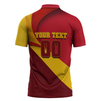 Personalized Spain Football Zipper Polo Shirt Spanish Soccer Team Flag Bull Mascot