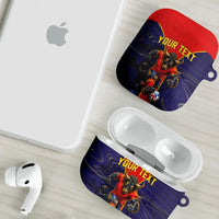 Personalized Spain Football AirPods Case Fear the Bull Soccer Mascot Marble Art