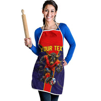 Personalized Spain Football Apron Fear the Bull Soccer Mascot Marble Art