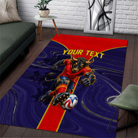 Personalized Spain Football Area Rug Fear the Bull Soccer Mascot Marble Art