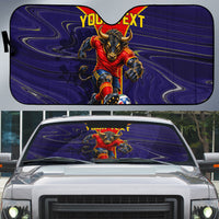 Personalized Spain Football Auto Sun Shade Fear the Bull Soccer Mascot Marble Art