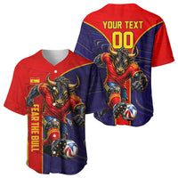 Personalized Spain Football Baseball Jersey Fear the Bull Soccer Mascot Marble Art