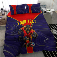 Personalized Spain Football Bedding Set Fear the Bull Soccer Mascot Marble Art