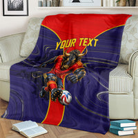 Personalized Spain Football Blanket Fear the Bull Soccer Mascot Marble Art