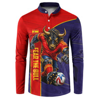 Personalized Spain Football Button Sweatshirt Fear the Bull Soccer Mascot Marble Art