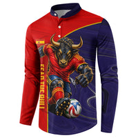 Personalized Spain Football Button Sweatshirt Fear the Bull Soccer Mascot Marble Art