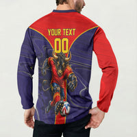 Personalized Spain Football Button Sweatshirt Fear the Bull Soccer Mascot Marble Art
