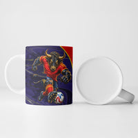 Personalized Spain Football Ceramic Mug Fear the Bull Soccer Mascot Marble Art