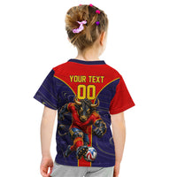 Personalized Spain Football Kid T Shirt Fear the Bull Soccer Mascot Marble Art