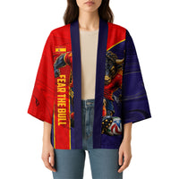 Personalized Spain Football Kimono Fear the Bull Soccer Mascot Marble Art