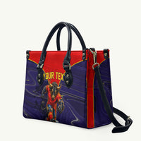 Personalized Spain Football Leather Bag Fear the Bull Soccer Mascot Marble Art