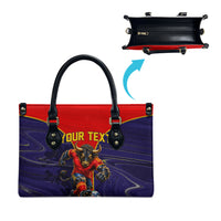 Personalized Spain Football Leather Bag Fear the Bull Soccer Mascot Marble Art