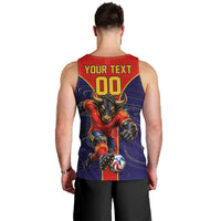 Personalized Spain Football Men Tank Top Fear the Bull Soccer Mascot Marble Art