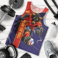 Personalized Spain Football Men Tank Top Fear the Bull Soccer Mascot Marble Art