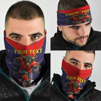 Personalized Spain Football Neck Gaiter Fear the Bull Soccer Mascot Marble Art