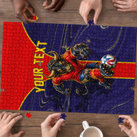 Personalized Spain Football Puzzle Fear the Bull Soccer Mascot Marble Art