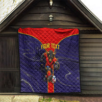 Personalized Spain Football Quilt Fear the Bull Soccer Mascot Marble Art