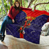 Personalized Spain Football Quilt Fear the Bull Soccer Mascot Marble Art