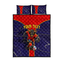 Personalized Spain Football Quilt Bed Set Fear the Bull Soccer Mascot Marble Art