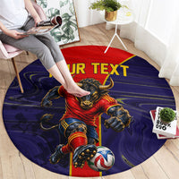 Personalized Spain Football Round Carpet Fear the Bull Soccer Mascot Marble Art