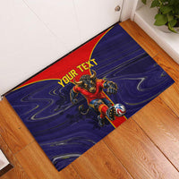 Personalized Spain Football Rubber Doormat Fear the Bull Soccer Mascot Marble Art