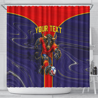 Personalized Spain Football Shower Curtain Fear the Bull Soccer Mascot Marble Art