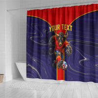 Personalized Spain Football Shower Curtain Fear the Bull Soccer Mascot Marble Art