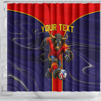 Personalized Spain Football Shower Curtain Fear the Bull Soccer Mascot Marble Art