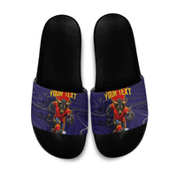 Personalized Spain Football Slide Sandals Fear the Bull Soccer Mascot Marble Art