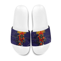 Personalized Spain Football Slide Sandals Fear the Bull Soccer Mascot Marble Art