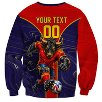 Personalized Spain Football Sweatshirt Fear the Bull Soccer Mascot Marble Art