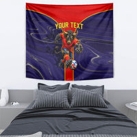 Personalized Spain Football Tapestry Fear the Bull Soccer Mascot Marble Art