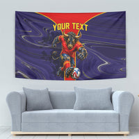 Personalized Spain Football Tapestry Fear the Bull Soccer Mascot Marble Art