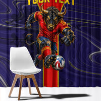 Personalized Spain Football Window Curtain Fear the Bull Soccer Mascot Marble Art