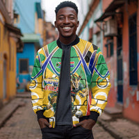 Personalized South Africa Football Springbok Bomber Jacket Bafana Bafana Rainbow Nation Flag Colors