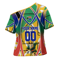 Personalized South Africa Football Springbok Cross Shoulder Shirt Bafana Bafana Rainbow Nation Flag Colors