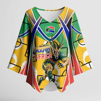 Personalized South Africa Football Springbok Kimono Sleeve Blouse Bafana Bafana Rainbow Nation Flag Colors