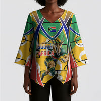 Personalized South Africa Football Springbok Kimono Sleeve Blouse Bafana Bafana Rainbow Nation Flag Colors