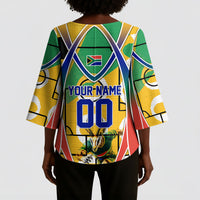 Personalized South Africa Football Springbok Kimono Sleeve Blouse Bafana Bafana Rainbow Nation Flag Colors