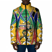 Personalized South Africa Football Springbok Padded Jacket Bafana Bafana Rainbow Nation Flag Colors