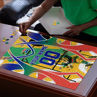 Personalized South Africa Football Springbok Puzzle Bafana Bafana Rainbow Nation Flag Colors