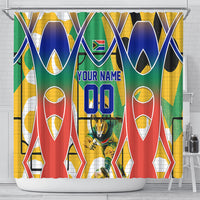 Personalized South Africa Football Springbok Shower Curtain Bafana Bafana Rainbow Nation Flag Colors