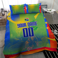 Personalized South Africa Football Bedding Set Springbok Champion Soccer Mascot Protea
